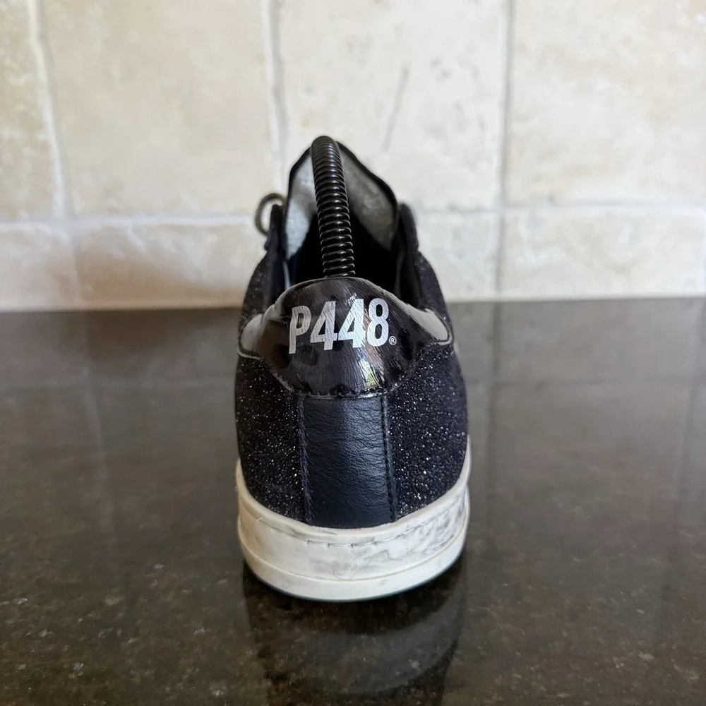 P448 John Glitter Black and Gold Low Top Sneakers EU 40 US 10 Made In Italy